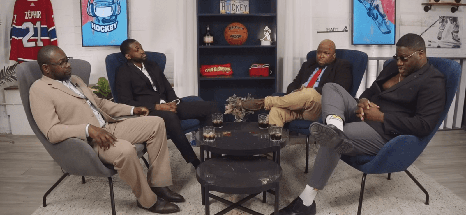 Les panelistes de Palé Hockey : Richardson Zéphir, Marcus Kenol, Kedji Millieu et Romulus Écoutume